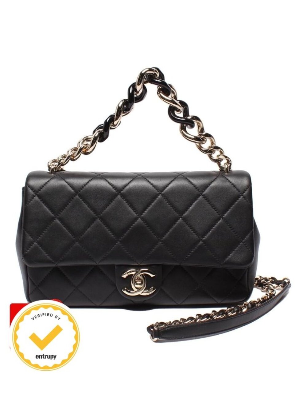 Chanel 2-Way Chain Shoulder Bag Quilted Lambskin Gold